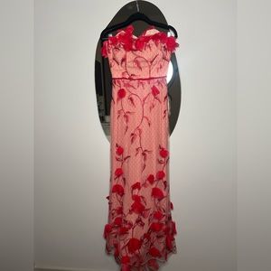 Marchesa Notte Red Floral Gown